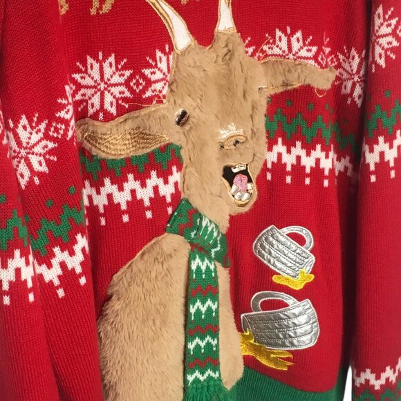 Jolly Sweaters Sweater Mens 2XL Funny Goat Christmas Pullover Novelty Holiday - Picture 3 of 15